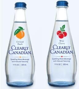 Clearly Canadian Sparkling Flavored Water (6 Pack, including 3 of each) Wild Cherry, Orchard Peach)