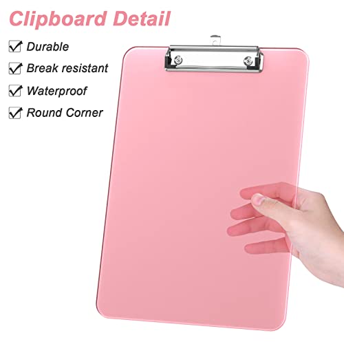 Rimilak-Plastic-Clipboards-with-Low-Profile-Metal-Clip-Translucent-Clip-Board-125-x-9-Inch-Letter-Size-Office-Supply-back-to-school-Pink