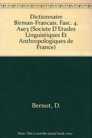 Paperback Dictionnaire Birman-Francais. Fasc. 4 [French] Book