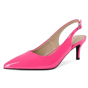 AUMOTED Women’s Mid Heel Pumps Slingback Heels Stylish Low Heel Pumps Elegant Pointed Toe Heels for Wedding 2.5 Inch Dressy Pumps