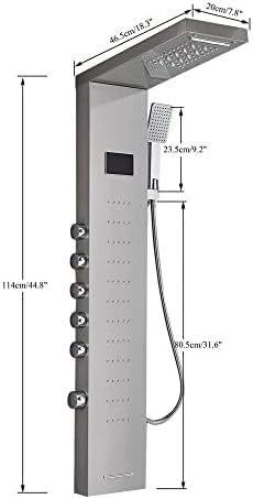 Panel de ducha de acero inoxidable con LED, cascada y jets de masaje miniatura 3