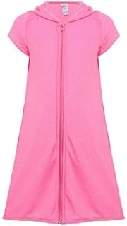 iDrawl Girls Terry Cover Ups for Swimwear Hooded Summer Beach Swim Robes 6-16 Pink