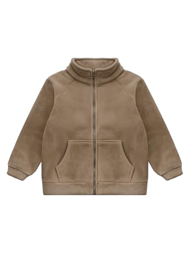 Kids Girls Boys Fleece Jacket Zip Up Coat Stand Collar Long Sleeve Sweatshirt with Pockets Warm Winter Outwear3