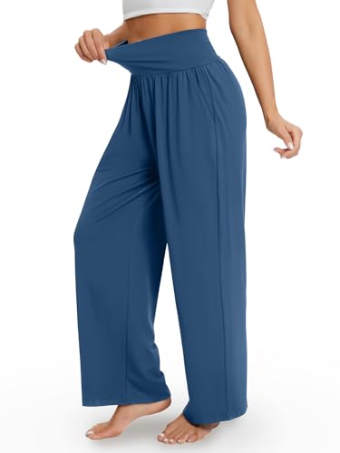 Image of Gracyoga Wide Leg Yoga Pants for Women Casual Loose Cozy Sweatpants High Waisted Lounge Pajama Flowy Pants With Pockets