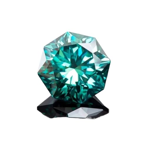 Moissanite vert émeraude de haute joaillerie avec taille octogonale à 8 flèches