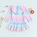 Mubineo Toddler Girl Long Sleeve Swimsuit Beach Dress Cute Cover Ups Ruffle Bathing Suit Cover Up Kimono Kids Swimwear (Rainbow, 2-3 Years)