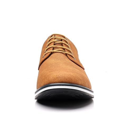 Mens Dress Sneakers Wide Comfortable Casual Dress Shoes Oxford Lace-up Business Casual Walking Dress Shoes for Men Size 8.5wide-Brown3