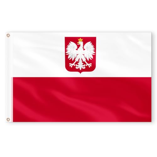 Image of AhfuLife 2pcs Polish Flag Poland Flag 3x5 Ft Poland Flag with Eagle