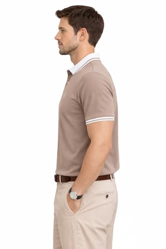 Image of Mens Pique Polo T-Shirt | Cotton Rich, Smart Fit Polo with Embroidered Logo | Casual & Sports Wear | Polo T-Shirt for Men