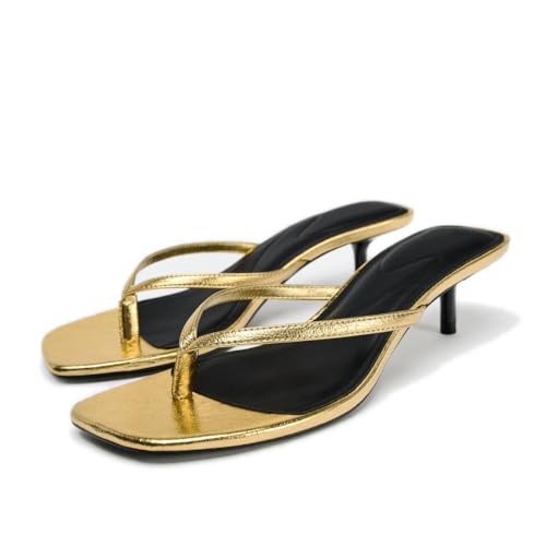 Image of Women's Miami Kitten Heels Sandals Square Open Toe Thong Sandal Flip Flop Heels +Memory Foam Heeled Sandals for Women