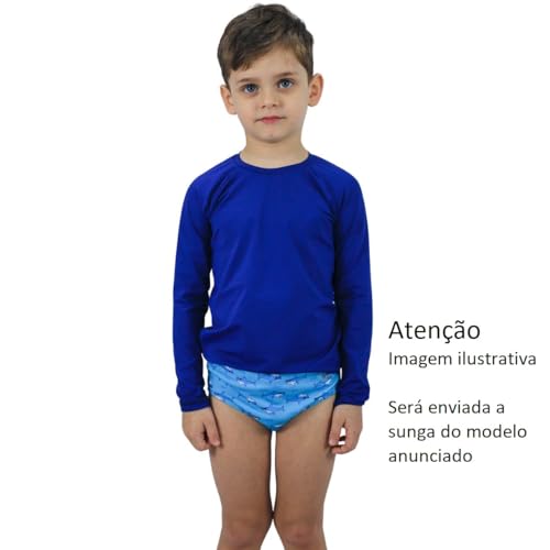 Camisa Sunga Conjunto Infantil Proteção UV50 Verão Praia Piscina Sol Mar forrado Kids Kit (BR, Idade