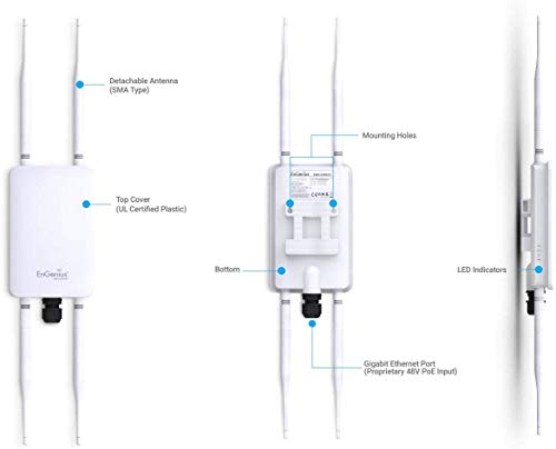 EnGenius Technologies ENH1350EXT Wi-Fi 5 AC1300 2x2 Dual-Band Outdoor Long Range Access Point Features IP67 Rated, MU-MIMO, PoE Injector Included, Beamforming, Fast Roaming (Mounting Kit Included) - Thumbnail 4