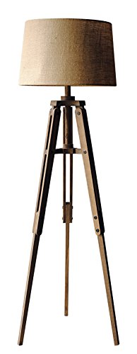 Creative Co-Op Tripod Style Wood Floor Lamp with Drum Shade