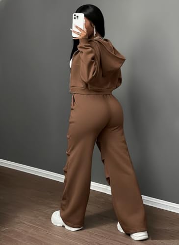 Image of Q - RIOUS Women's Baggy Mid Waisted Lounge Sweat Pants with Drawstring Athletic Flared Joggers with Pockets