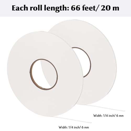 Image of Tatuo 2 Rolls Double Sided Foam Tape PE Foam Tape Sponge Soft Mounting Adhesive for DIY Craft Picture Poster Hanging(1 /4 Inch by 66 Feet,White)
