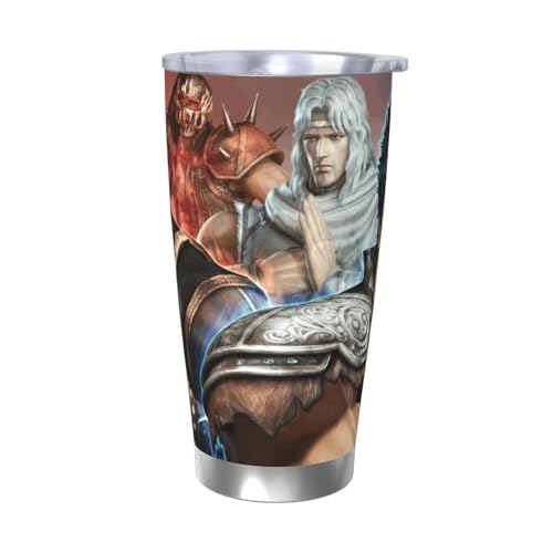 For 北斗の拳(15) タンブラー マグカップ コーヒーカップ コンビニカップ 保冷 保温 水筒 直飲み ステンレス 蓋付き 持ち運び ストロー キャラクター 600ml /ストローなし