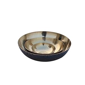De Kulture Ayurveda Pure Kansa Bronze Nested Bowls Set of 3 for Biryani, Ramen, Noodle, Macaroni, Spaghetti and Pasta, Ideal for Serving & Dining Table Decoration