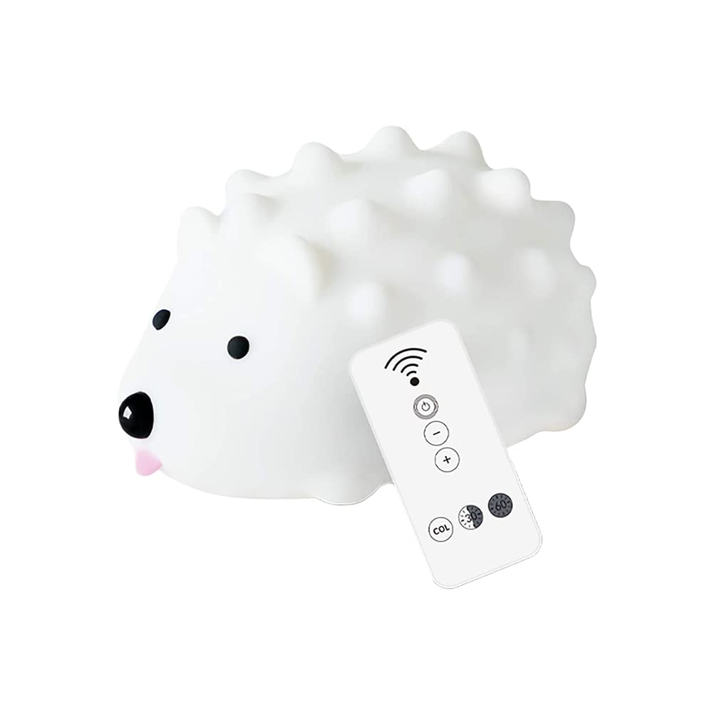 FRCOLOR Lámpara de Noche de Silicona en Forma de Erizo, Luz LED Multicolor Rgb Recargable por Usb, Control Remoto, Luz Táctil para Dormitorio Infantil y Decoración Hogareña