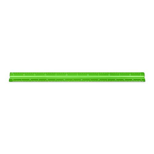 Image of Alumicolor Aluminum Mechanical Metric Solid Drafting Scale, 30 Centimeter, Green