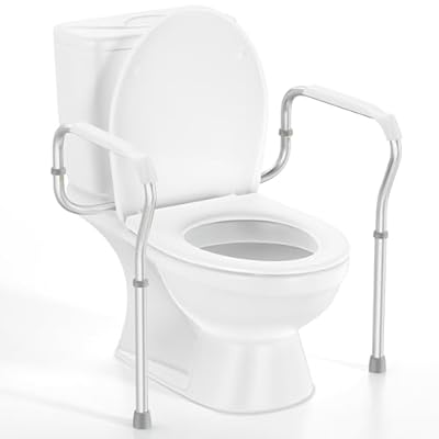 ZOLIQUEX Toilet Safety Rail for Seniors with Easy Installation, Height Adjustable Toilet Safety Frame, Bathroom Assist Rail with Armrests, Bathroom Safety, 250 lb. Weight Capacity