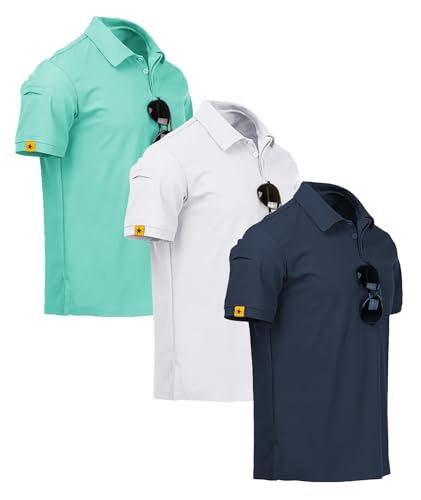 Image of ZITY 3 Pack Mens Golf Polo Shirts Short Sleeve Business Casual T-Shirts