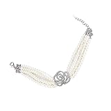 POPETPOP ペット用パールネックレス 犬 ローズジュエリー 列パール イミテーションローズ 調節可能チェーン 着脱簡単 ペット首輪 子犬用 にも