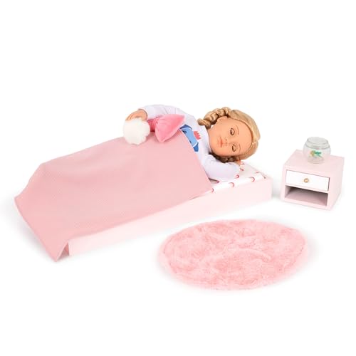 Our Generation – OG Sweet Snuggles Schlafzimmerset – Puppenhausmöbel – Plattformbett & Nachttisch – 46 cm Puppe Zubehör – Vorgetäuschtes Spiel – Spielzeug für Kinder ab 3 Jahren