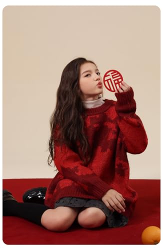 Chinese New Year girl's sweater winter warm thickened red ladies fashion knitwear4
