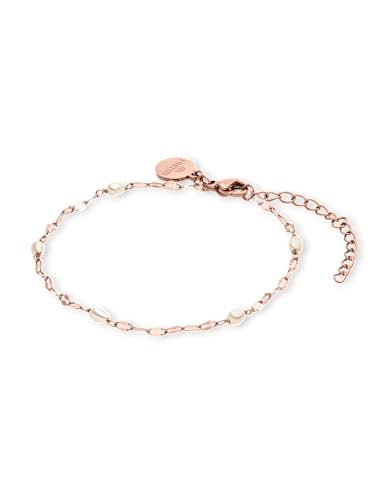 Purelei Delicate Pearl Armband für Damen Edelstahl mit Süßwasserperlen Feines Perlenarmband mit Verstellbarer Länge (Roségold)