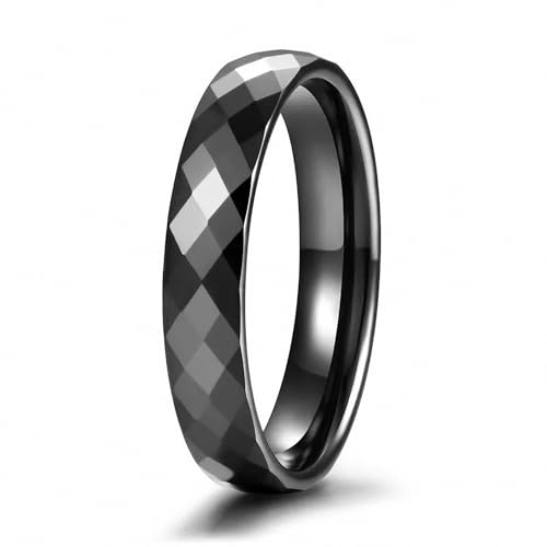 Anillo de cerámica negra mujer y hombre corte a mano unisex