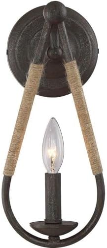 Meridian Light Visions PL0016RN Rustic 1 Light 6 inch Rusty Nail with Rope Accents Wall Sconce Wall Light