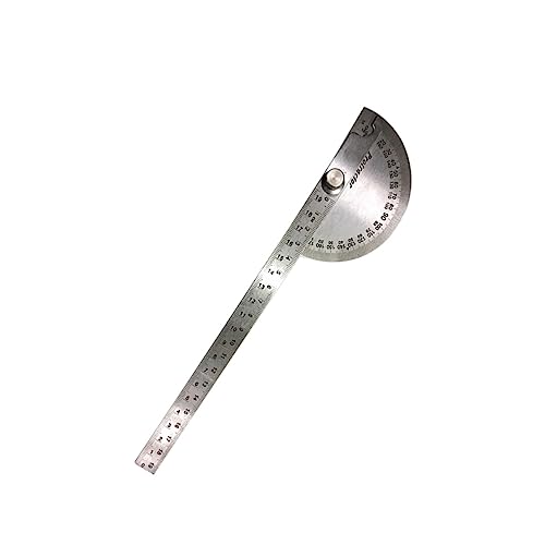 Uonlytech 180 regla de ángulo para la mano medidor herramienta métrico ruler transportador de angulos transportador de acero inoxidable transportador de medida de ángulo giratorio Silver