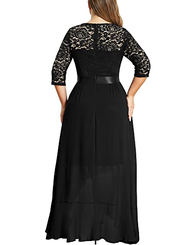 Miusol Women's Plus Size Elegant Ruffle Floral Lace Bridesmaid Maxi Dress2