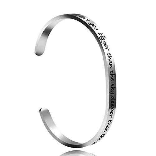 Image of Uloveido Stainless Steel Inspirational Bracelets for Women Engraved Personalized Mantra Initial Motivational Cuff Bangle Y460