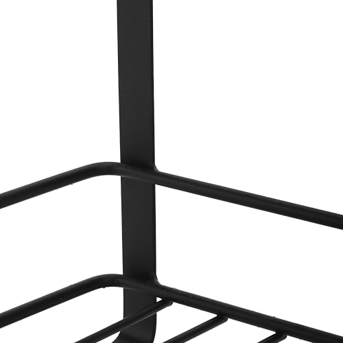 Image of TechSrmaji 2 Tier Stainless Steel Kitchen Rack | Multipurpose Storage Shelf for Kitchen & Bathroom | Rust Proof Dish Rack, Spice Organizer, Bathroom Shelf (Black)