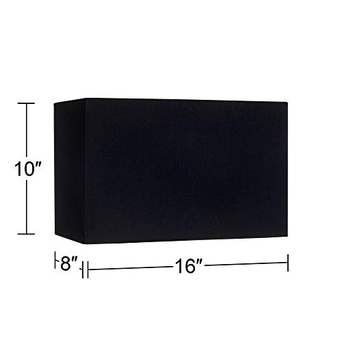 Black Medium Rectangular Hardback Lamp Shade 16" Wide x 8" Deep x 10" High (Spider) Replacement with Harp and Finial - Springcrest