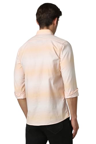 Image of Peter England Mens Cotton Slim Fit Full Sleeve Casual Summer Ombre Shirt|Pin-Point