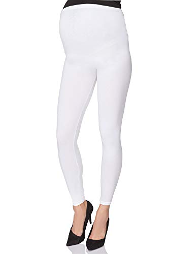 FUTURO FASHION - Leggings de Maternidad Muy cómodos - Algodón - Todas Las Tallas - Blanco - Talla EU 38