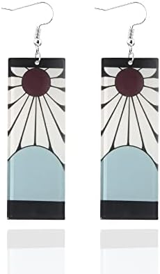 Brincos Hanafuda de Tanjiro: A História Oculta do Símbolo que Aterroriza Muzan 5 Brincos de anime Kamado Tanjiro Hanafuda - Kimetsu No Yaiba Hanafuda - Acessórios de cosplay para mulheres e meninas, Acrílico