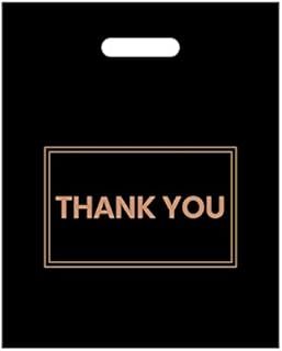 Belinlen 100Pcs 12x15 Inch Thank You Bags with handle, Thank You Shopping Bags, Merchandise Bags Large Plastic Carrier bags for Stores, Boutique, Party, Gift, Clothes (Black)
