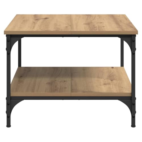 Table basse industrielle pour optimiser un petit salon encombré grâce au rangement