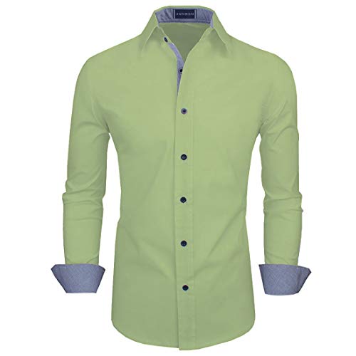 Image of Zombom Men's Solid Cotton Blend Regular Fit Full Sleeve Collared Neck Casual Shirt for Men