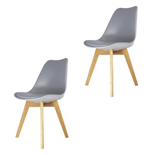 La Mejor Lista de Mundo In Muebles para comprar hoy. 49 MUNDO IN MUEBLES | Euroluce SET133-2 Gris Silla Replica Eames Patas De Madera Color Gris 2piezas