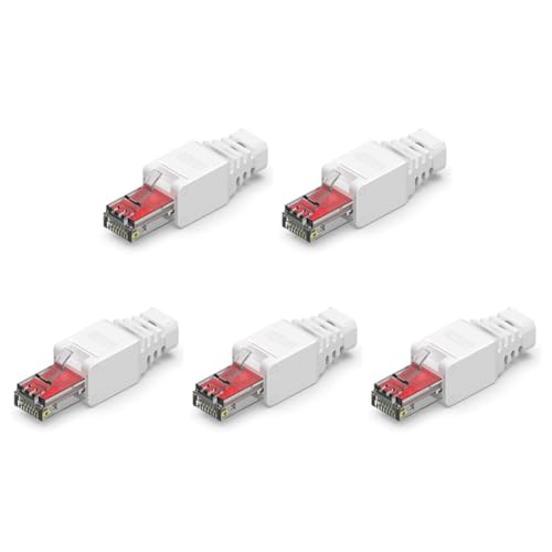 meiyan 5 Conectores Ethernet RJ45 Con Perforadora De Cables, TerminacióN De Red FáCil De Hacer Usted Mismo, No Requiere Crimpadora Para Enrutadores Y Conmutadores De Escritorio