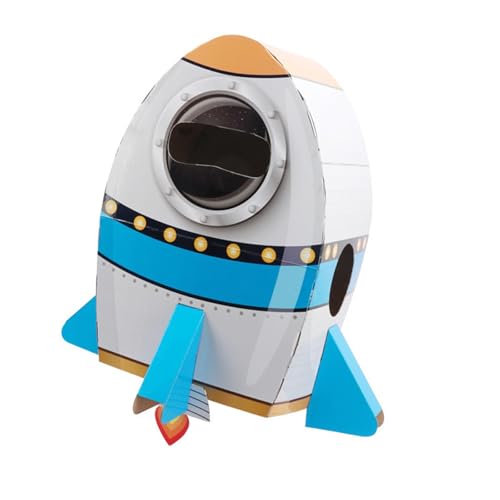 Jiuvaso Vaisseau Spatial en Carton pour Enfants, Ensemble de Costumes et Fond Photo, Fusée