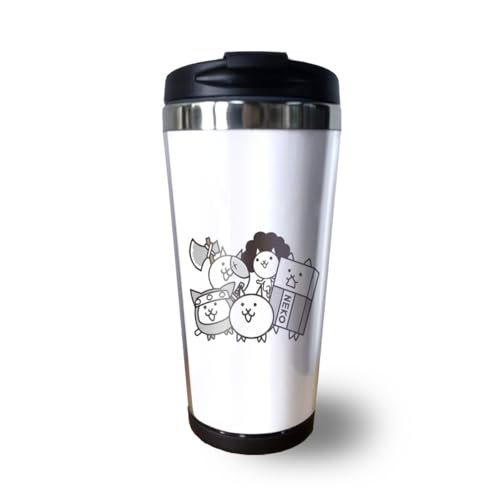 にゃんこ大戦争 コーヒーカップ 蓋付き タンブラー 二重構造 魔法瓶 水筒 マグカップ スポーツカップ 断熱カップ 車用コップ ステンレス 保温 保冷 直飲み 大容量 アウトドア 持ち運び おしゃれ 男女兼用 漏れ防止 贈り物 400ML