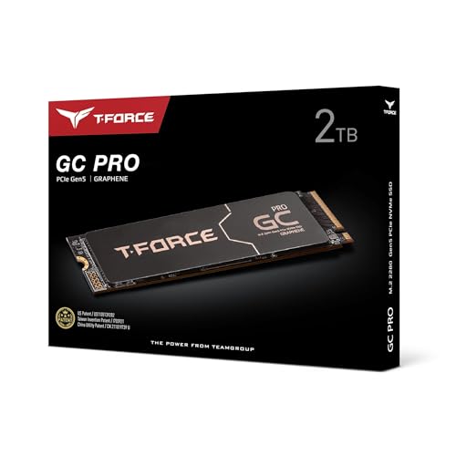 Image of TEAMGROUP T-Force GC PRO 2TB Graphene Heatsink DRAM SLC Cache 3D TLC NAND NVMe InnoGrit PCIe Gen5x4 M.2 2280 Gaming Internal SSD Read /Write 12500 /11000 MB /s TM8FFL002T0C129