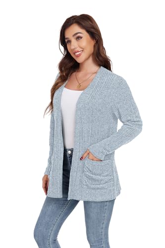 Image of GRECERELLE Womens Long Sleeve Lightweight Open Front V-Neck Casual Cardigan Sweaters Outerwear with Pockets 2025, S-2XL