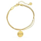 Made by Nami Pulsera Mujer Grabado Personalizado - Acero Inoxidable Dorada Nombre Texto - Regalo Amistad Pareja Oro 16+3cm (Design 5)