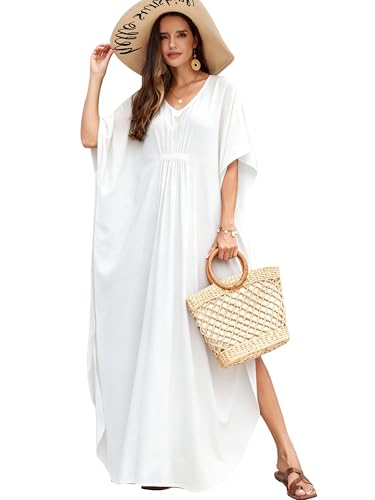 Image of Moss Rose Kaftan Dresses for Women V Neck Summer Swimsuit Cover up Caftan Maxi Beach Dresses